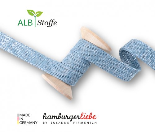 Bio Flachkordel - 1,2 cm - garda mit silber Glitzer - A13 - Sparkle - Albstoffe - Hamburger Liebe