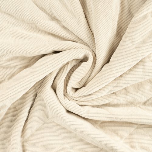 Cord Stepper mit Plüschabseite - Raute - beige