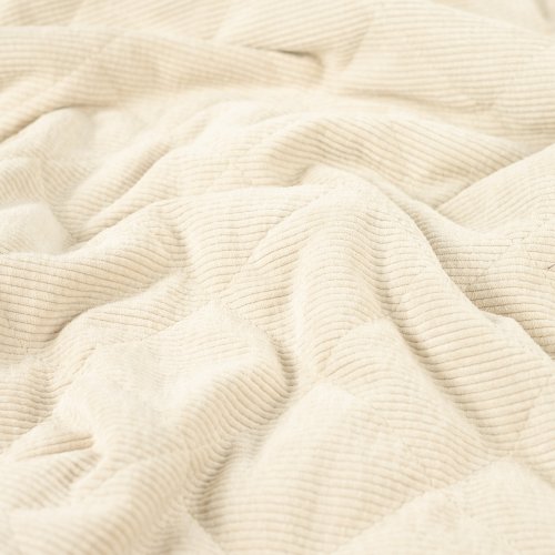 Cord Stepper mit Plüschabseite - Raute - beige