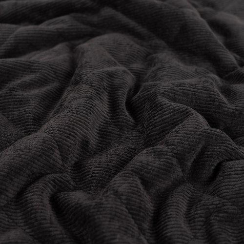 Cord Stepper mit Plüschabseite - Raute - black