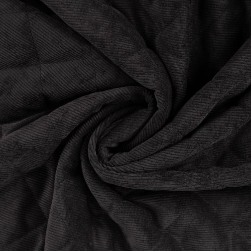 Cord Stepper mit Plüschabseite - Raute - black