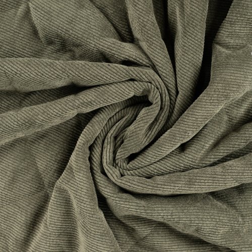 Cord Stepper mit Plüschabseite - Raute - green khaki