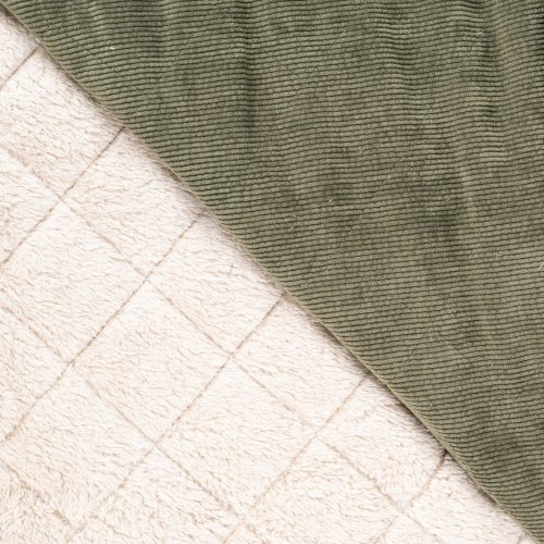 Cord Stepper mit Plüschabseite - Raute - green khaki