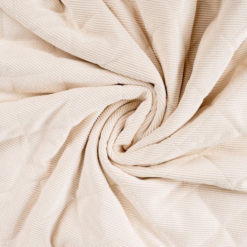 Cord Stepper mit Plüschabseite - Raute - offwhite
