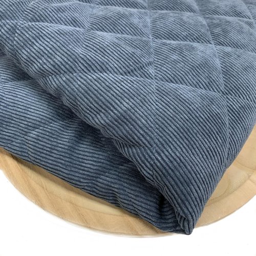RESTSTÜCK 1,10m !!! - Cord Stepper mit Plüschabseite - Raute - denim