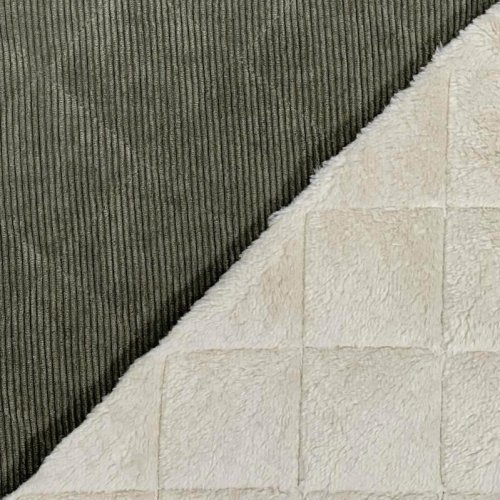 Cord Stepper mit Plüschabseite - Raute - khaki