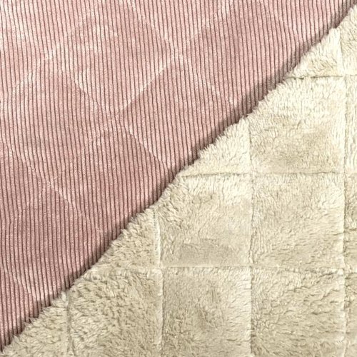 RESTSTÜCK 0,50m !!! - Cord Stepper mit Plüschabseite - Raute - old pink