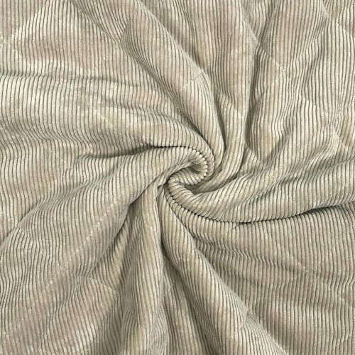 Cord Stepper mit Plüschabseite - Raute - sand