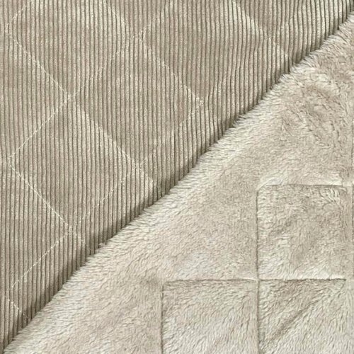 Cord Stepper mit Plüschabseite - Raute - sand