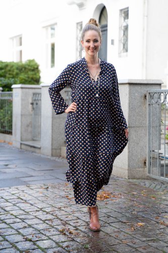 RESTSTÜCK 1,10m !!! - Viskose Twill - hot choc - navy - Cozy Cabin - Hamburger Liebe
