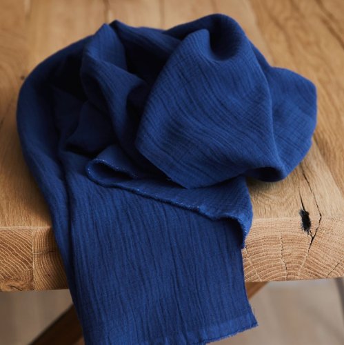 RESTSTÜCK 2,10m !!! - Bio Double Gauze - uni - cobalt blue - Mind the Maker