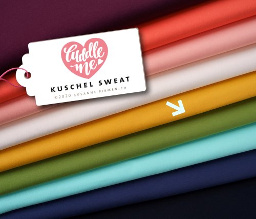 RESTSTÜCK 90cm !!! - Bio Sweat - angeraut - curry A72 - Cuddle me - Hamburger Liebe - Albstoffe