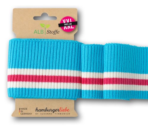 Cuff me - Bio Bündchen - Ripped - Col. 31 - türkis/meringa/azalea - Sparkle - Hamburger Liebe