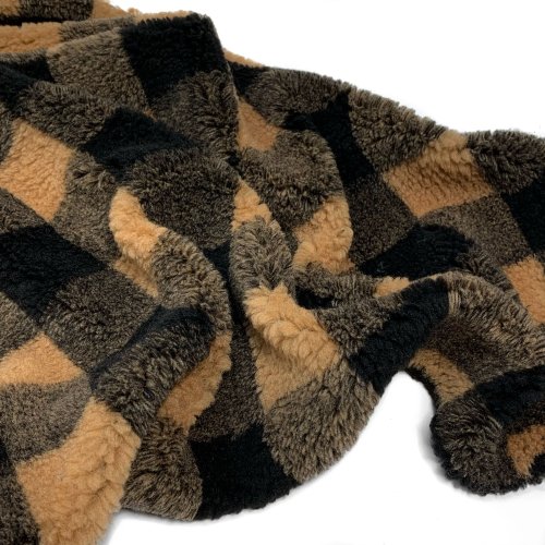 Mantelstoff - Curly Lamb - kariert - camel