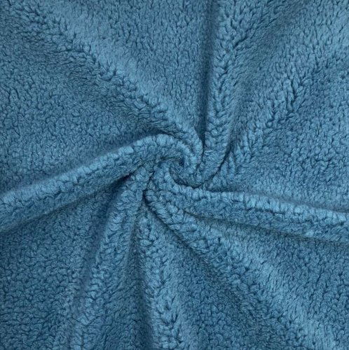 RESTSTÜCK 60cm !!! - Mantelstoff - Curly Lamb - uni - blue