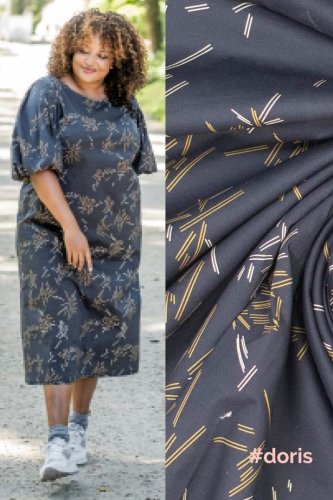 Baumwollstretch - Doris - wild stripe - black yellow - Fibremood