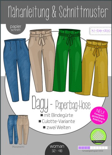 Papierschnittmuster - Dagy Paperbag Hose - Damen - Kibadoo