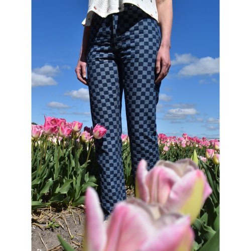 Denim - Jeansstoff - Chess - blue