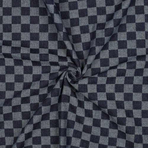 Denim - Jeansstoff - Chess - blue
