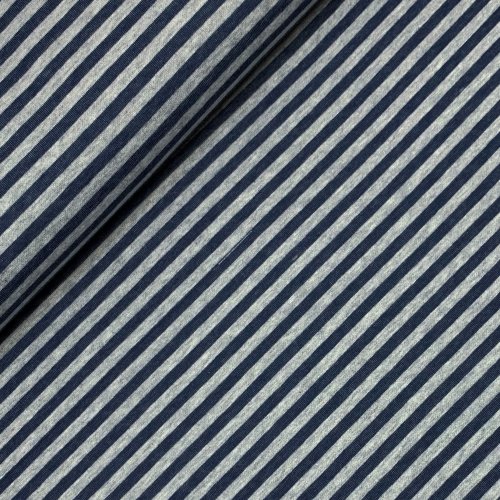 RESTSTÜCK 0,50m !!! - Doubleface Single Jersey - Jeansoptik - Streifen