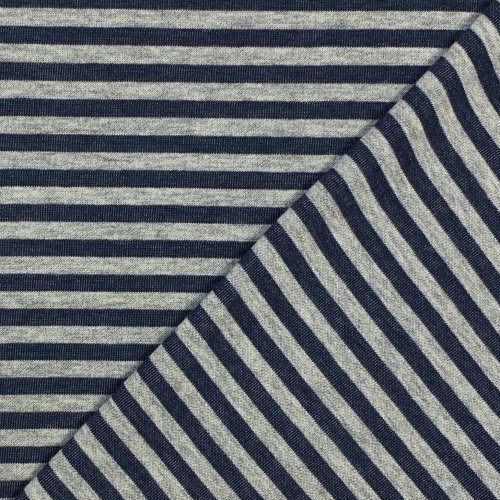 Preview: RESTSTÜCK 0,50m !!! - Doubleface Single Jersey - Jeansoptik - Streifen