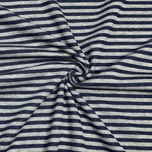 Preview: RESTSTÜCK 0,50m !!! - Doubleface Single Jersey - Jeansoptik - Streifen