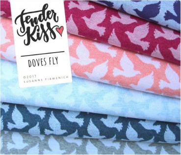 RESTSTÜCK 1,20m !!! - Bio Jacquard Doves Fly - grau/weiß - Tender Kiss - Hamburger Liebe