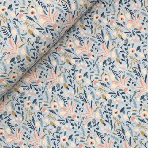 Preview: RESTSTÜCK 1,10m !!! - Musselin - Flower Dream Garden - light grey