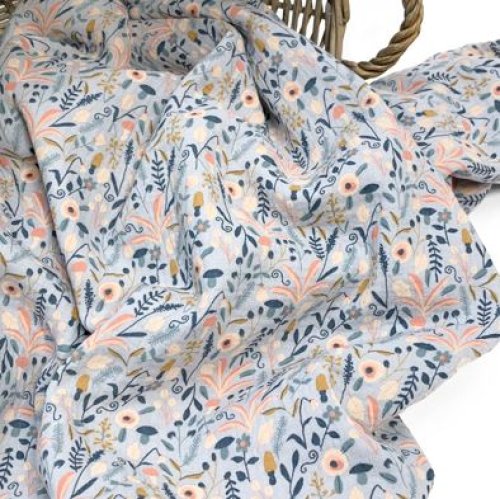Musselin - Flower Dream Garden - light grey