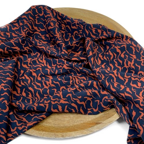 Viskose Stretch - Eleni - navy/rust