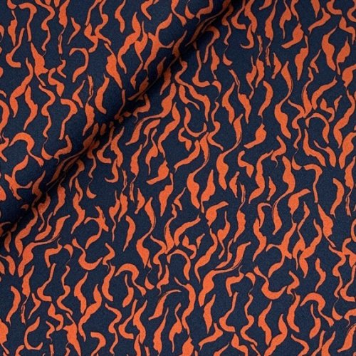 Viskose Stretch - Eleni - navy/rust