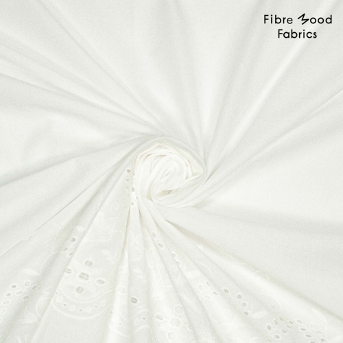 Preview: RESTSTÜCK 0,90m !!! - Baumwolle embroidery - uni - white - Fibremood No. 34
