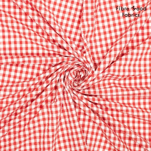 Baumwolle Seersucker - Checks red/white - Fibremood No. 34