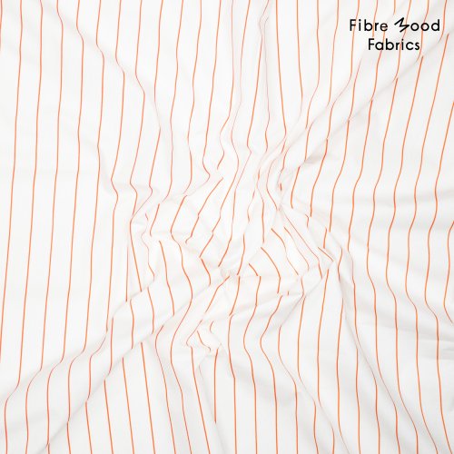 Baumwoll Popeline - stripes - white/orange - Fibremood No. 38