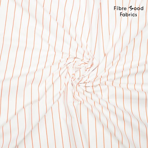 Preview: Baumwoll Popeline - stripes - white/orange - Fibremood No. 38