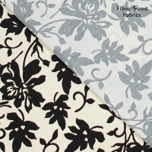 Preview: Baumwoll Popeline - Flower - ecru/schwarz - Fibremood No. 39
