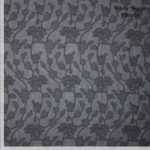 Preview: Baumwolle Webware - Embroidery Flowers - black - Fibremood No. 36