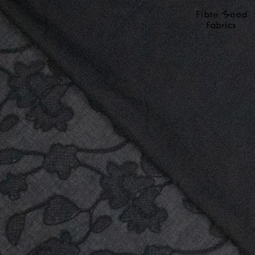 Baumwolle Webware - Embroidery Flowers - black - Fibremood No. 36