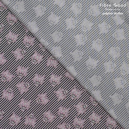 Baumwollstretch - Tiger Heads - pink black - Fibremood