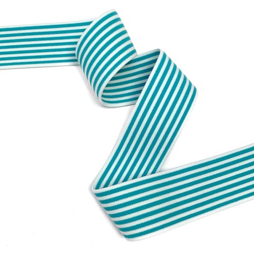 Gummiband - 4cm - gestreift - türkis/weiß