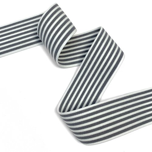 Gummiband - 4cm - gestreift - grau/weiß