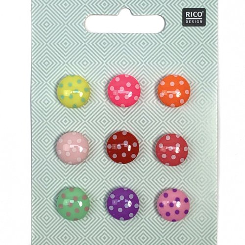 Knopfset 9er - Punkte - bunt - 14 mm - Rico Design