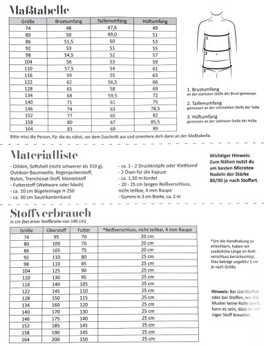 Papierschnittmuster - Windbreaker - Kinder - Fadenkäfer