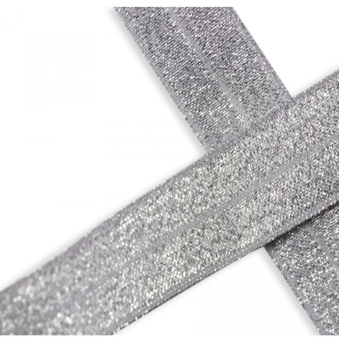 Falzgummi - elastisch - 20mm - grey Glitzer silber