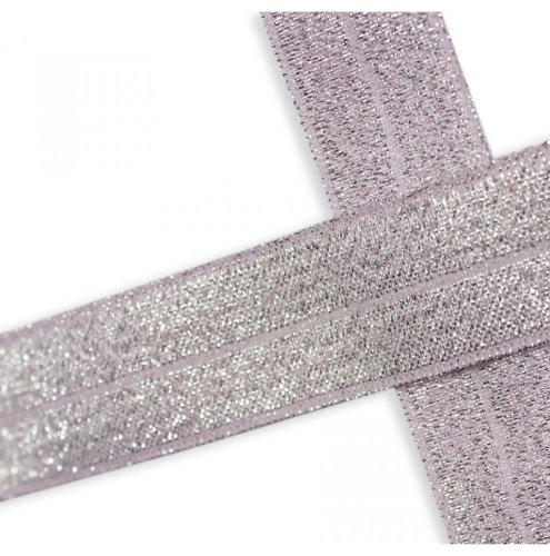 Falzgummi - elastisch - 20mm - rose Glitzer silber