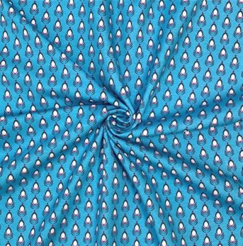 Preview: RESTSTÜCK 0,80m !!! - Jersey - Feather mini - blau - Peacock Dreams - Birgit Boley