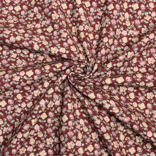 Feincord - Soft Flowers - cerise