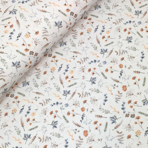 Preview: RESTSTÜCK 1,00m !!! - Bio Jersey - Fine Flowers - light khaki terra