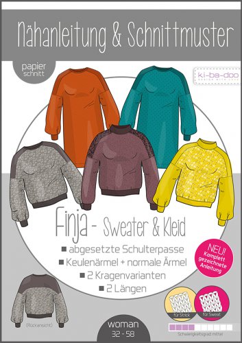 Papierschnittmuster - Finja Sweater & Kleid - Damen - Kibadoo