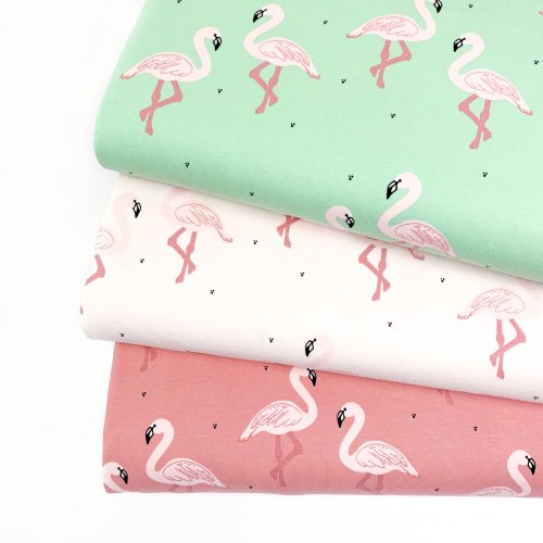RESTSTÜCK 1,40m !!! - Bio Jersey - Flocking Flamingos - petal pink - Bloome Copenhagen